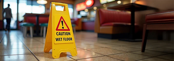 Sign Trying to Prevent an Accident in a Fast Food Restaurant