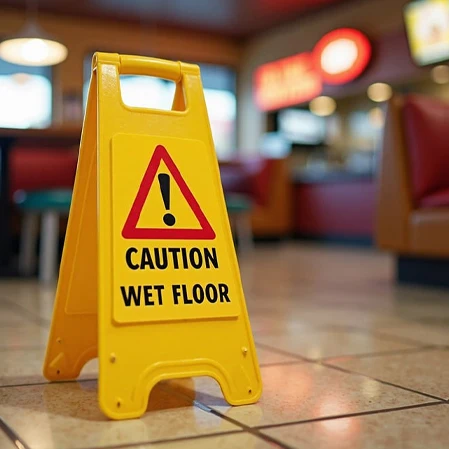 Slip and Fall Sign Trying to Prevent an Accident
