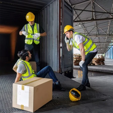 Workers in Hard Hats on the Job Calling Supervisor Due to One Man Obtaining a Work Injury